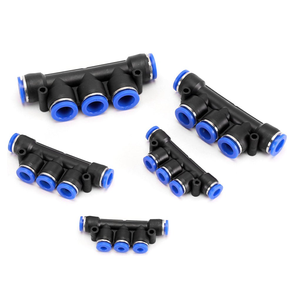 Pneumatic Fittings 5 WAY push - fit hose inline air - line connector 4,6,8,10,12mm - HomeDIYer