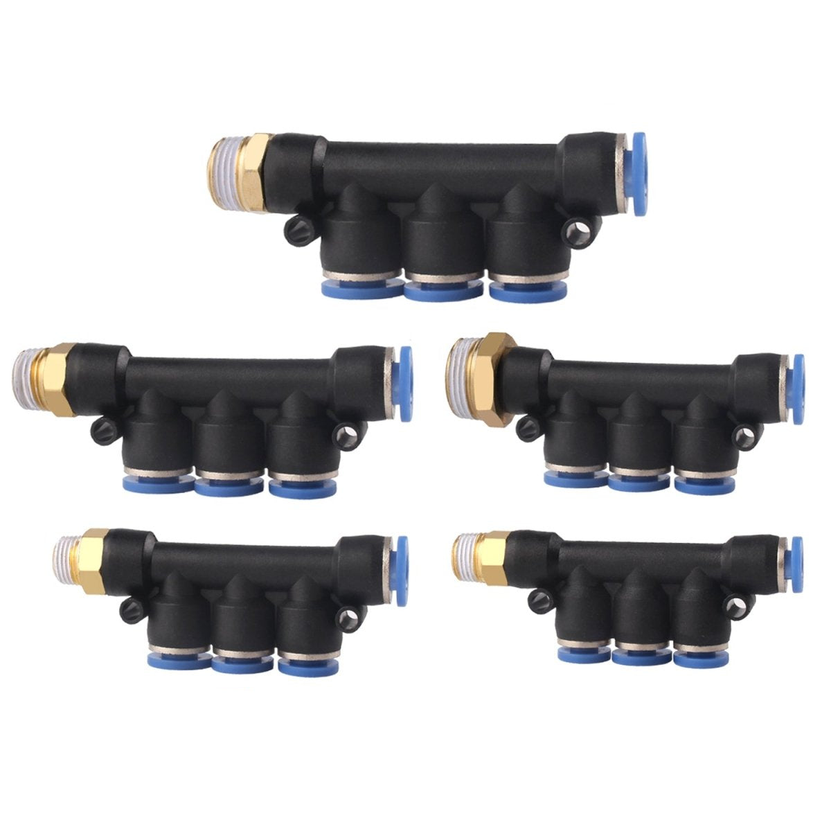4 - 10mm Pneumatic Push In Fitting T Shape 5 Way Connector For Air Water Pipe - HomeDIYer