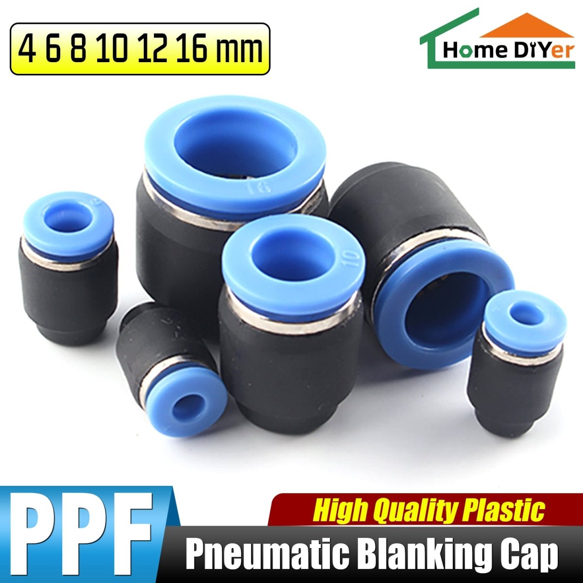 Pneumatic Air Line Push fit Female End Blanking Cap Air Stop, Tube Plug 4 - 16mm - HomeDIYer