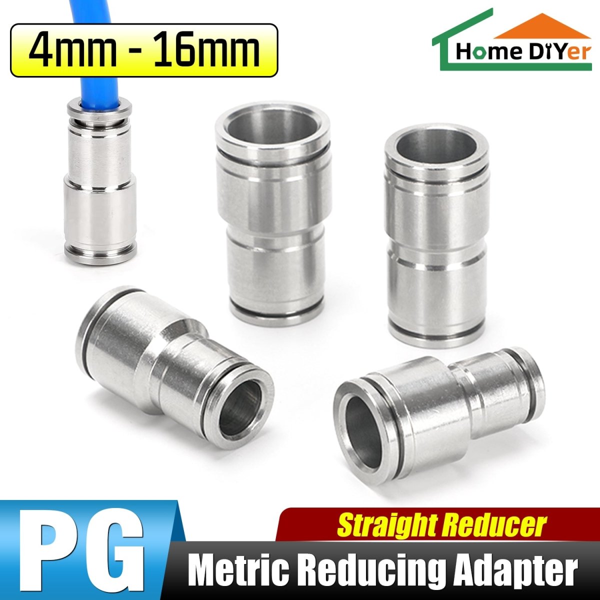 Push Fit Stem Reducers Adapter Stainless Steel Push in Fittings Hose Tube - HomeDIYer