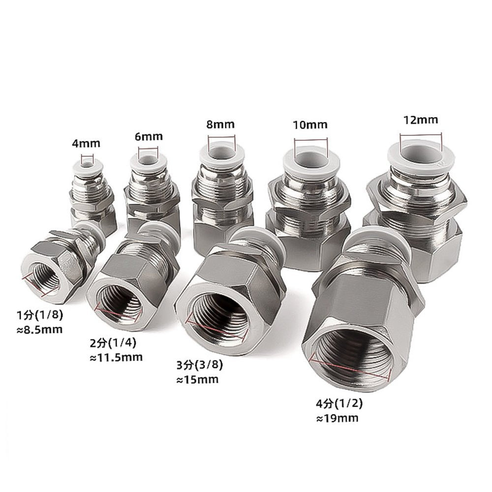 Pneumatic Push In Connect Air Fitting Female Bulkhead Connector Hose Tube 4 - 16mm - HomeDIYer