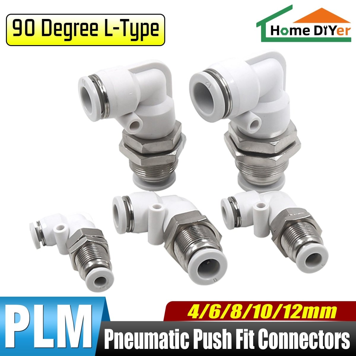 Pneumatic Push Fit Equal Connectors Bulkhead Elbow Speed Join Adaper L - Type - HomeDIYer