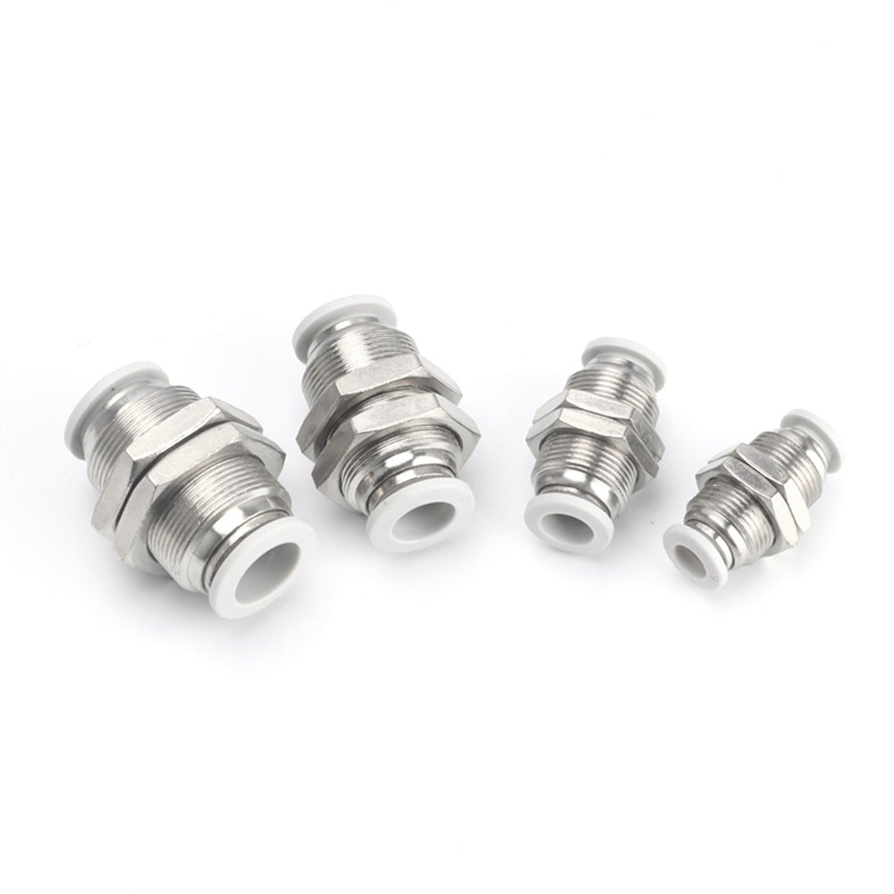 4 - 12mm Bulkhead Union Connector Pneumatic Air Push In Fitting For Hose Tube - HomeDIYer