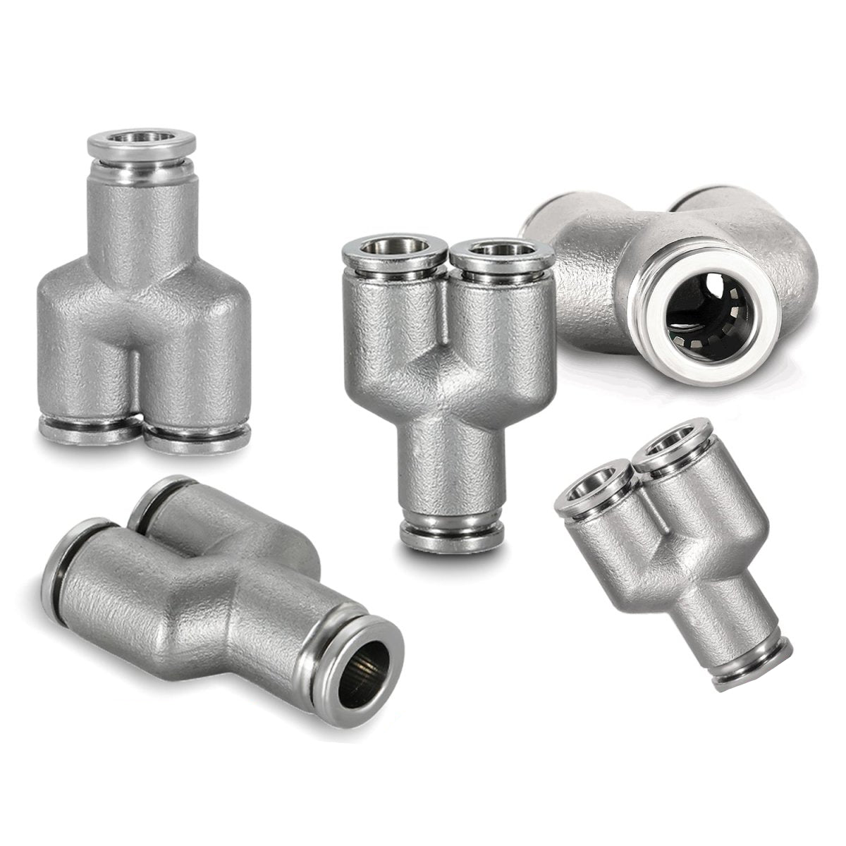 Equal Y Connector Stainless Steel Pneumatic Push - In Fitting for Air Water Hose - HomeDIYer
