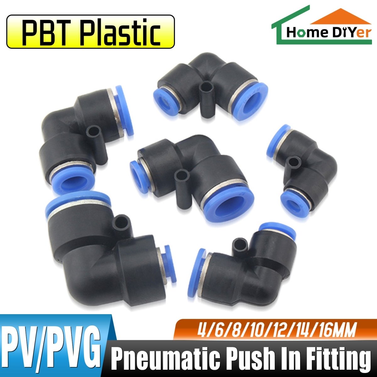 Equal/Reducer Elbow Push Fit Connectors Push In Fittings for Air Water Pipe - HomeDIYer