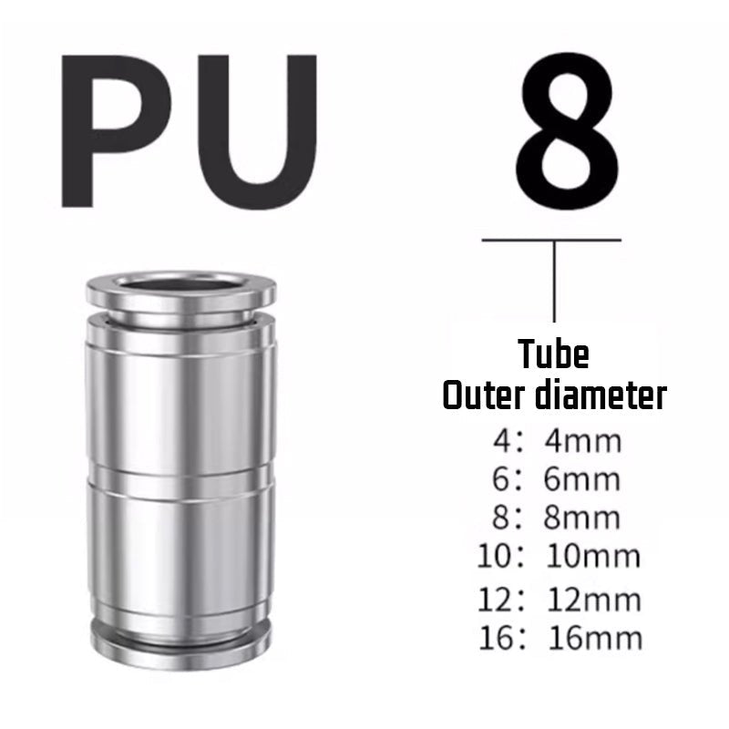 Stainless Steel Pneumatic Push In Fitting Straight Connector For Air Water Pipe - HomeDIYer