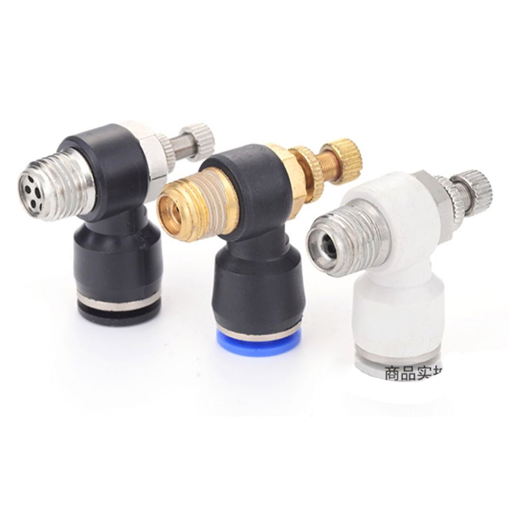 Pneumatic L Shape Flow Control Valve Push In Fitting Hose Tube Airline Connector - HomeDIYer