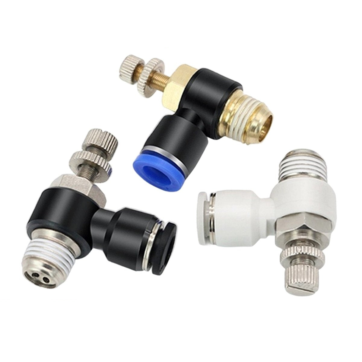 Pneumatic L Shape Flow Control Valve Push In Fitting Hose Tube Airline Connector - HomeDIYer