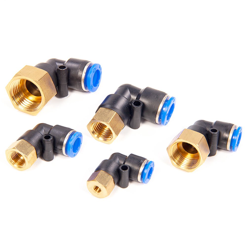 Pneumatic L Angle Elbow 1/8" - 1/2" Female push - fit hose inline airline connector - HomeDIYer