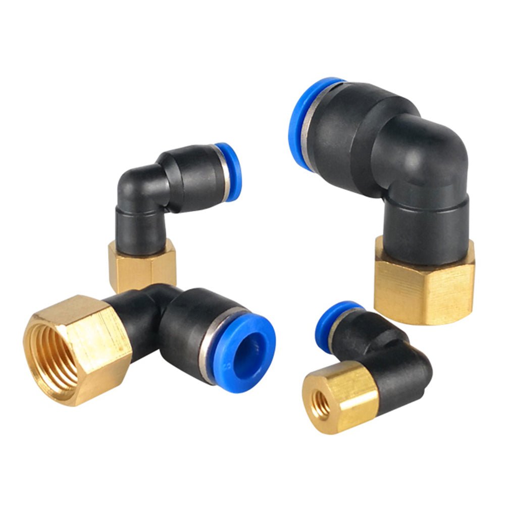 Pneumatic L Angle Elbow 1/8" - 1/2" Female push - fit hose inline airline connector - HomeDIYer