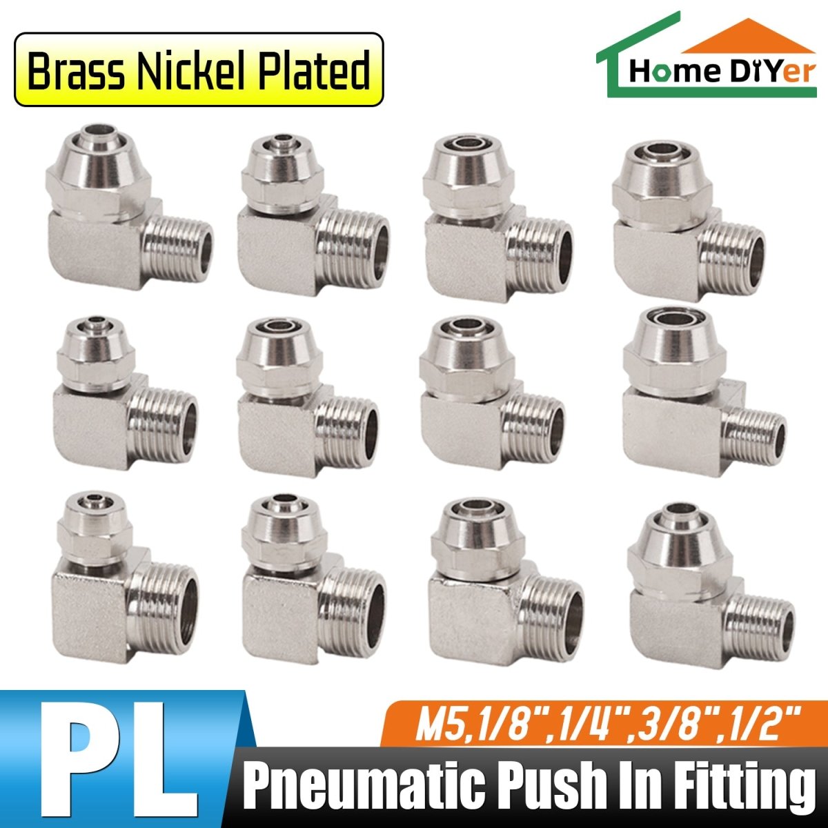 Pneumatic Push - In Fitting Male Stud Quick Coupler PL Connector Air Fitting - HomeDIYer