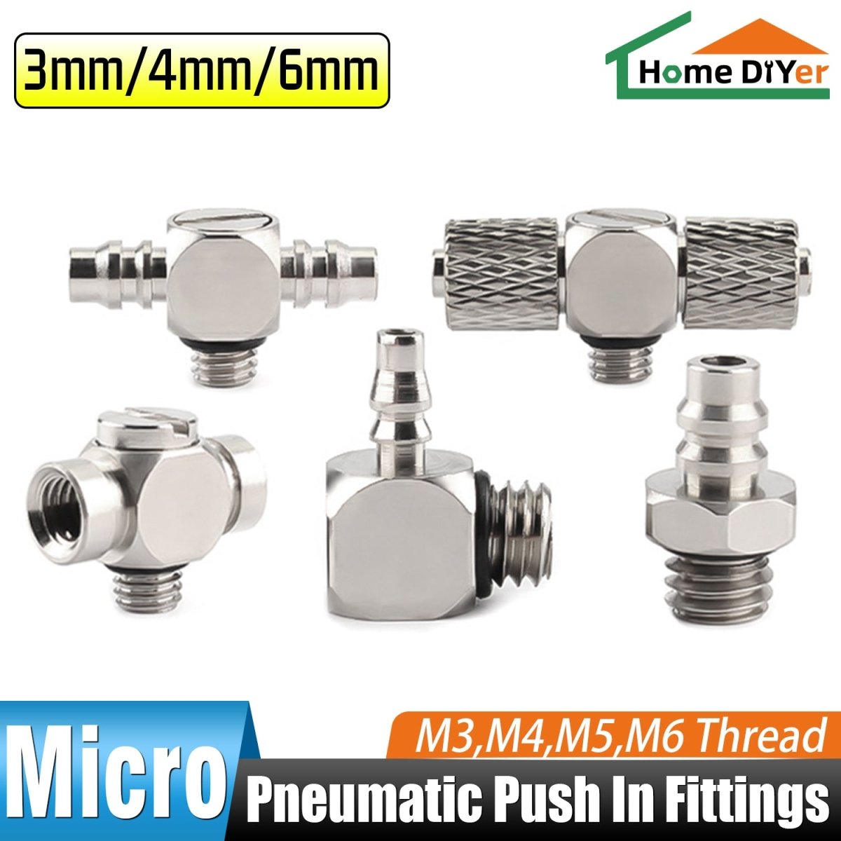 Mini Small Pneumatic Push in Fitting Male Thread Air Line Hose Barb Connector - HomeDIYer