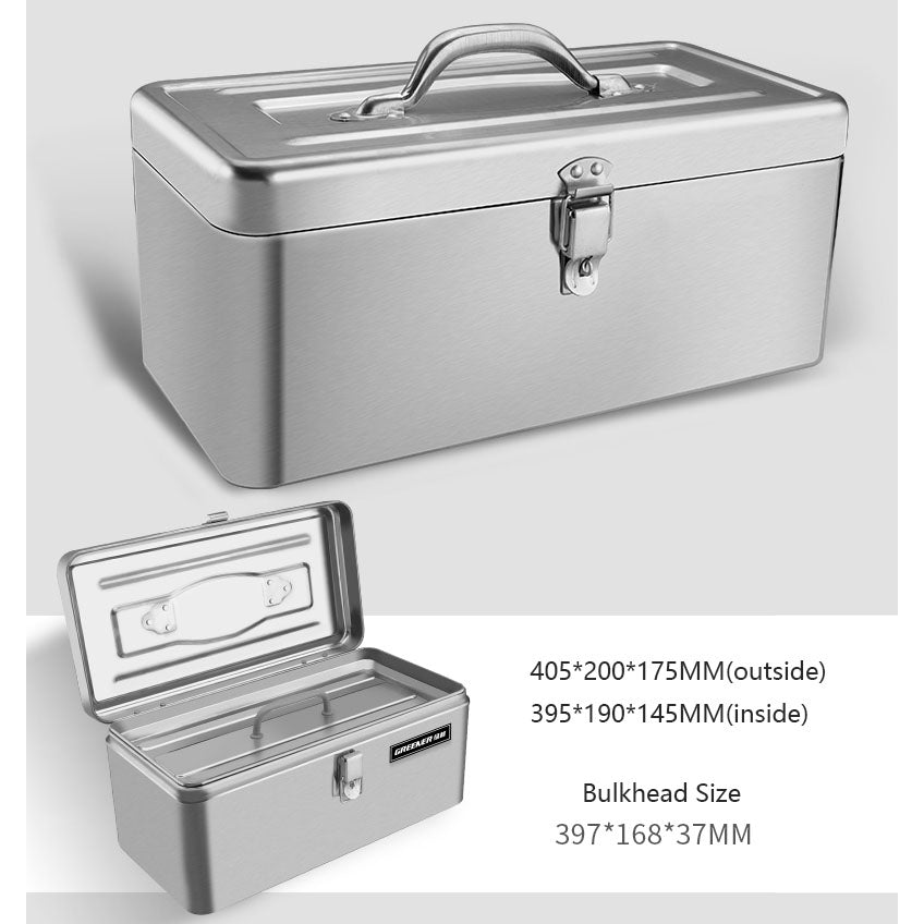 Stainless steel tool box household set industrial grade multi - function car hardware portable electrician storage box - HomeDIYer