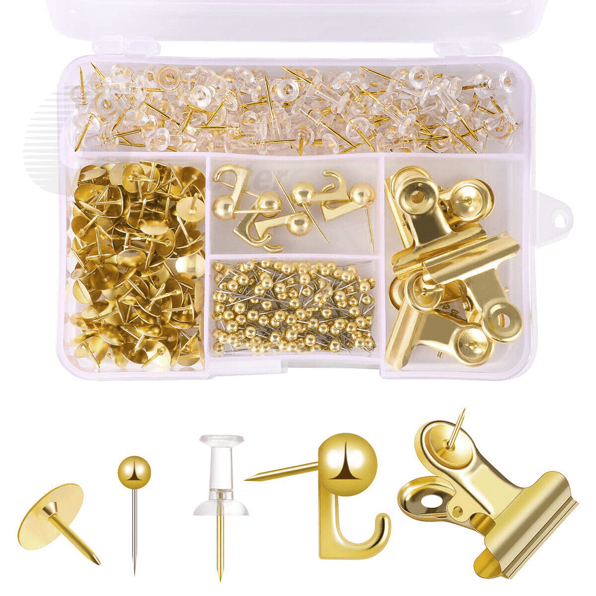310x Thumbtacks Set Gold 5 Styles Tacks Tacks For Corkboard Office - HomeDIYer