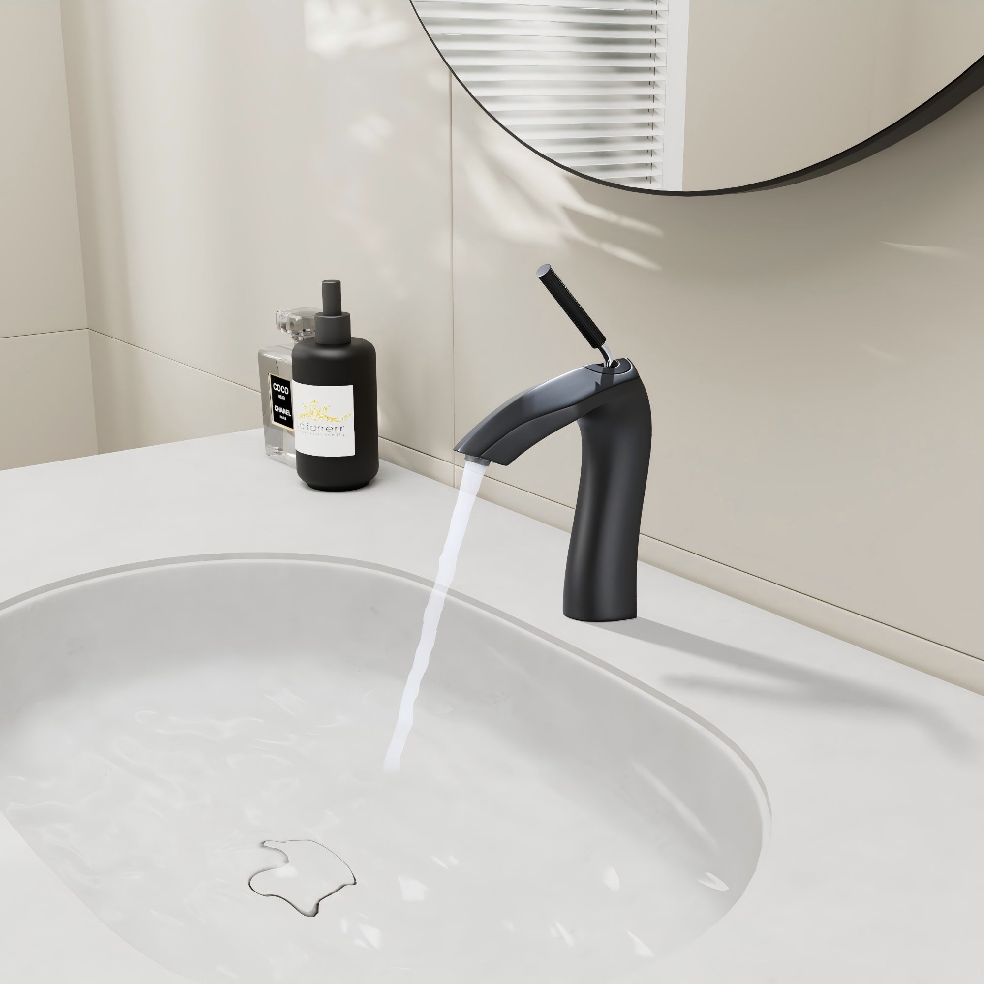 Single Handle Bathroom Sink Faucet – Solid Brass, Ceramic Disc Valve, Matte Black or Brushed Gold