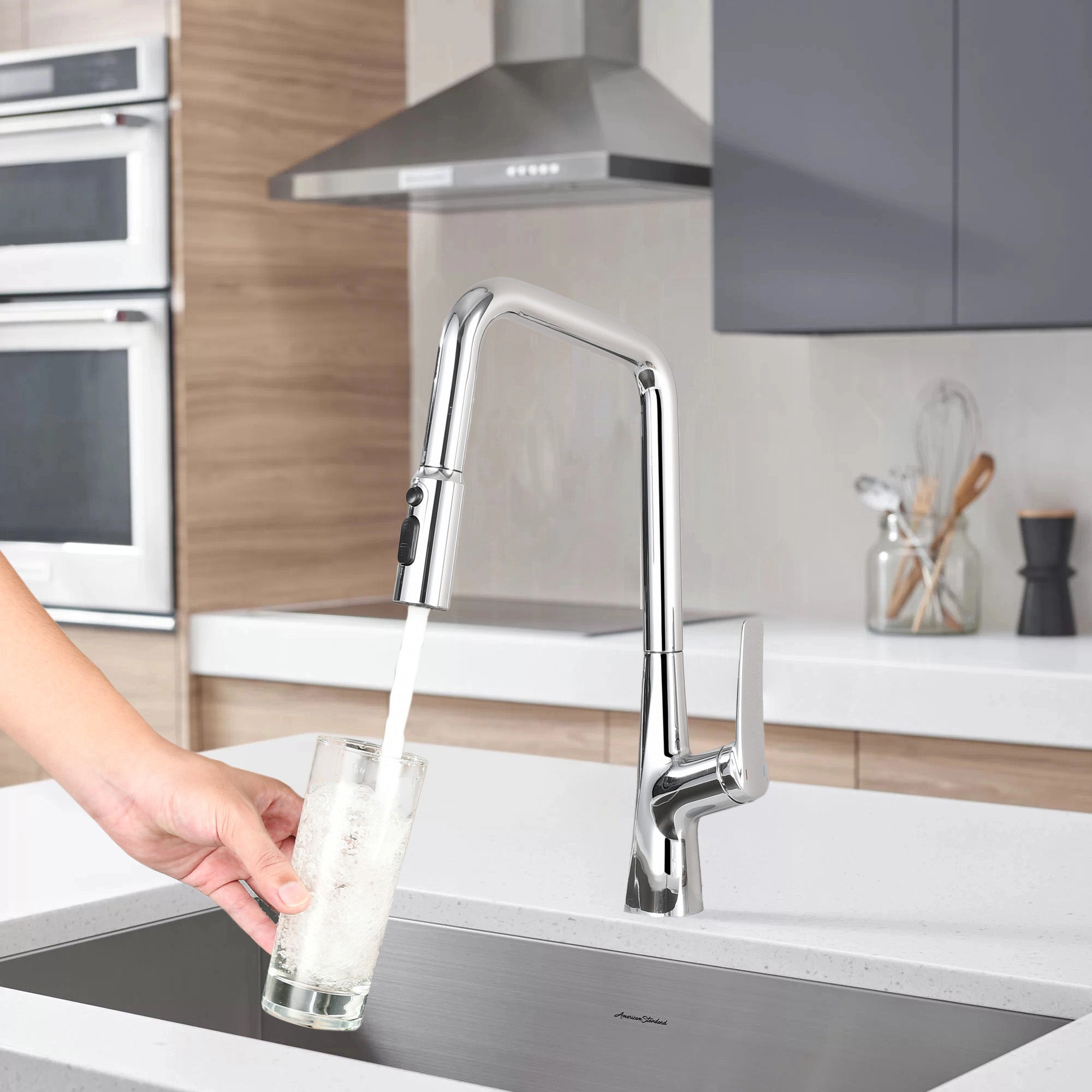 Professional Chrome Kitchen Faucet - 3 Function 360 Sprayer, One Touch Switching & FastConnect