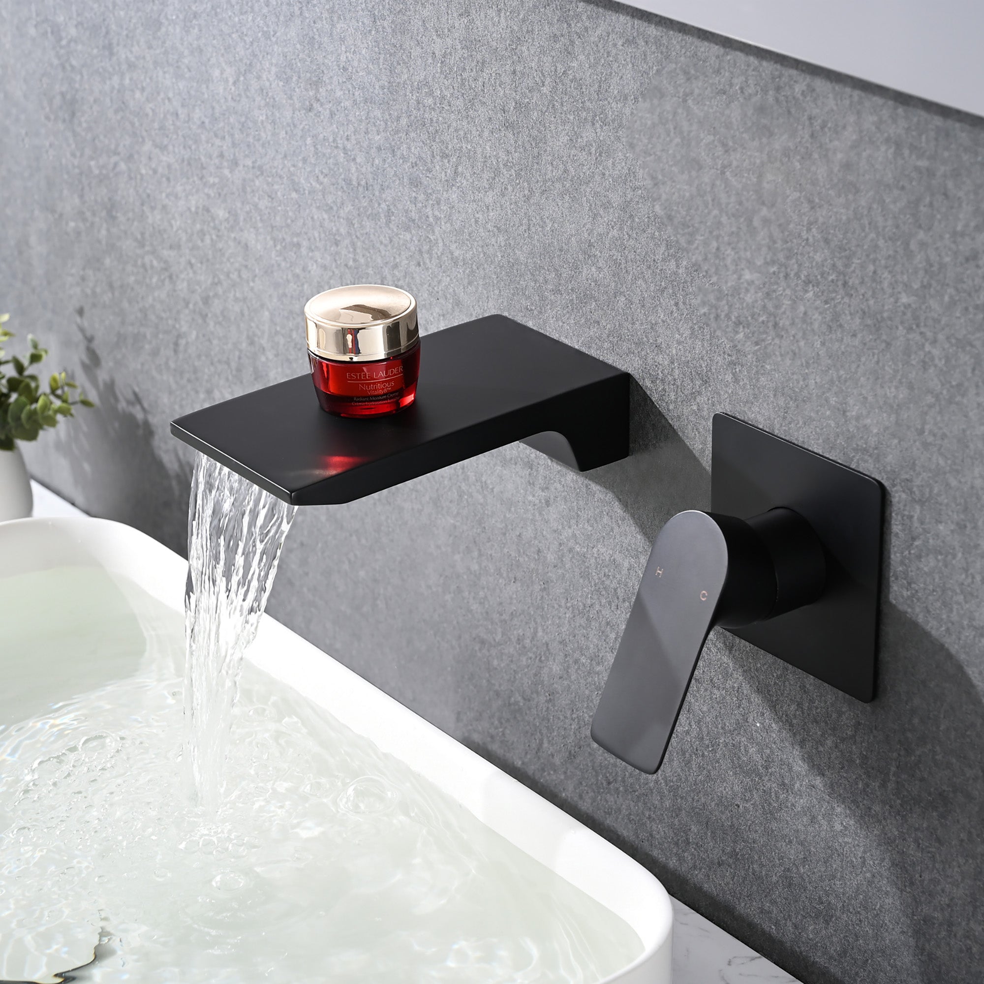 Wall Mount Waterfall Bathtub Faucet – Single Handle, Wide Spout, Brushed Gold or Matte Black