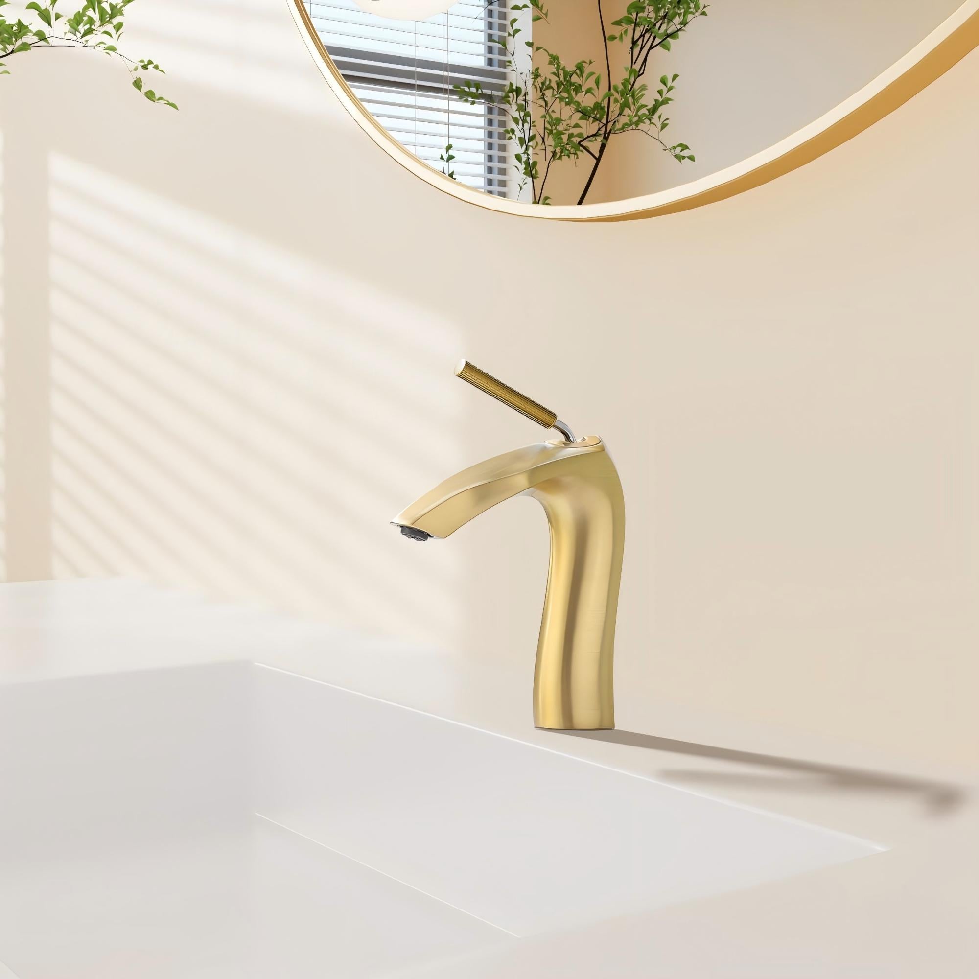 Single Handle Bathroom Sink Faucet – Solid Brass, Ceramic Disc Valve, Matte Black or Brushed Gold
