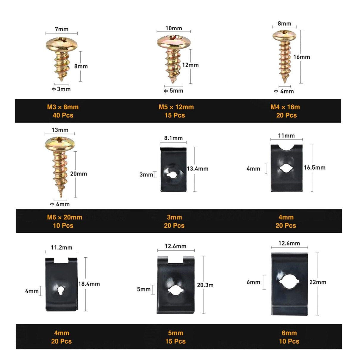 170Pcs Car Screw Clip Body Fender Bumper Retainer U Nut Clips Gasket Fastener Set - HomeDIYer