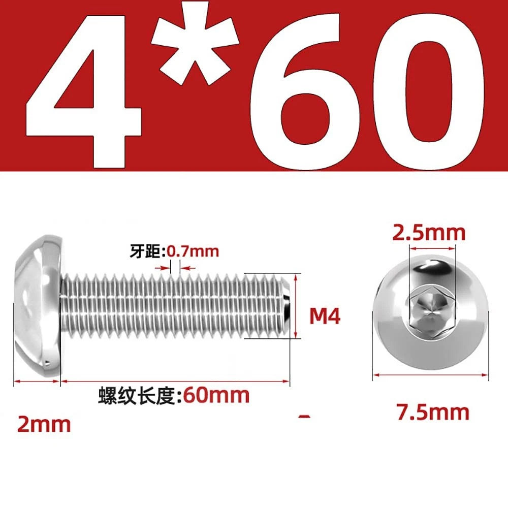 M1.6–M5 Round Pan Head Hex Socket Screws – A2 Stainless Steel, Button Head, Fully Threaded