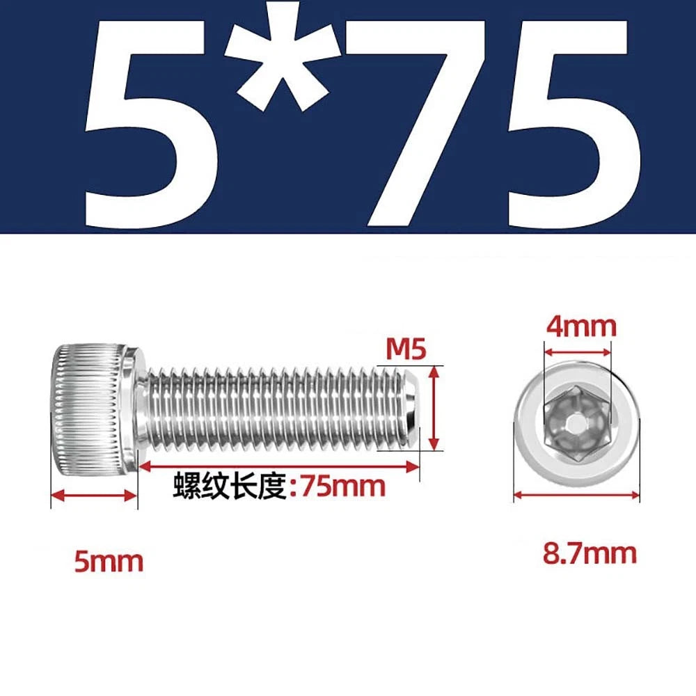 M3 M4 M5 Socket Head Cap Screws – A2 Stainless Steel, High Strength & Corrosion Resistant