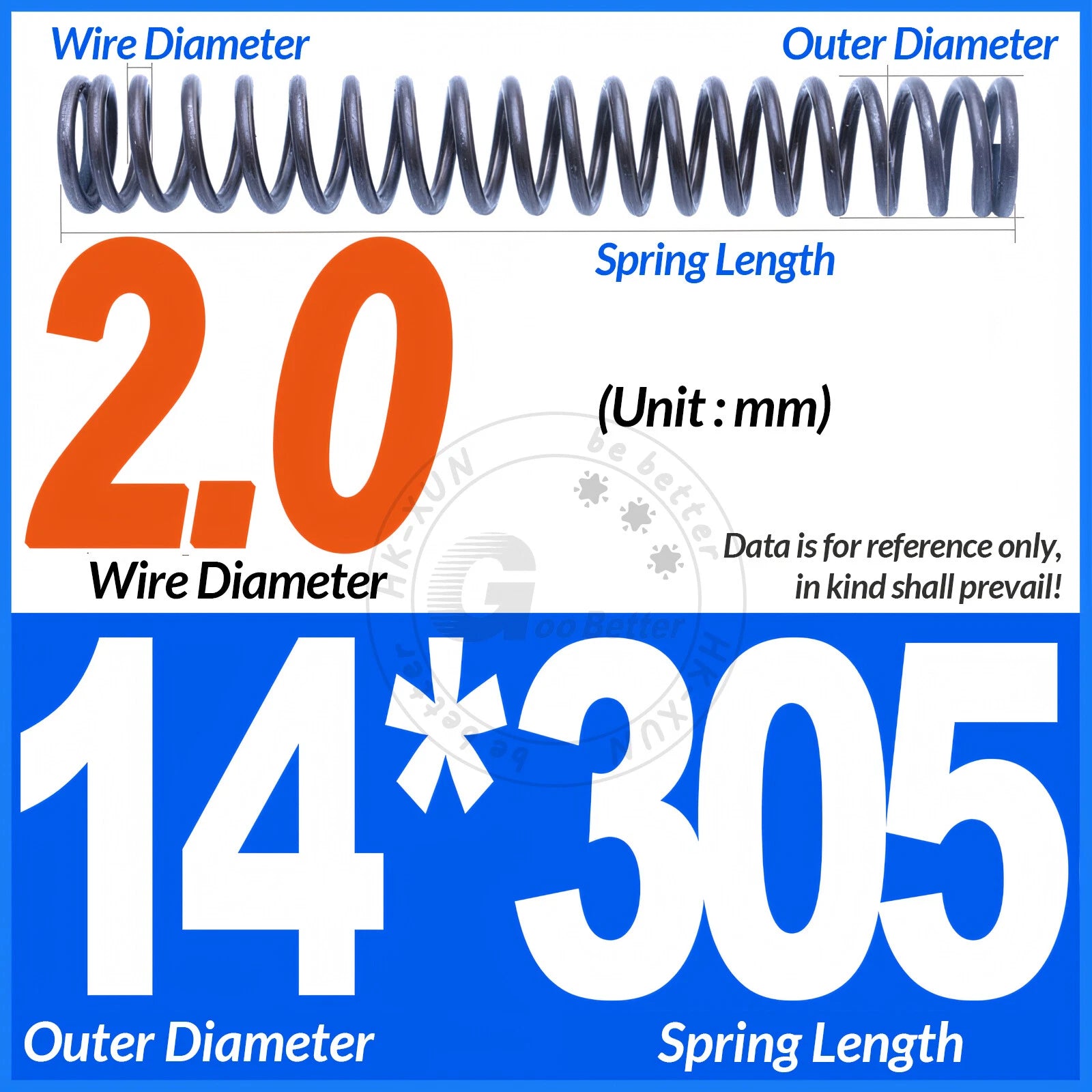 Length 305mm Compression Spring Pressure Springs OD 3-60mm Wire Dia 0.3mm-6.0mm