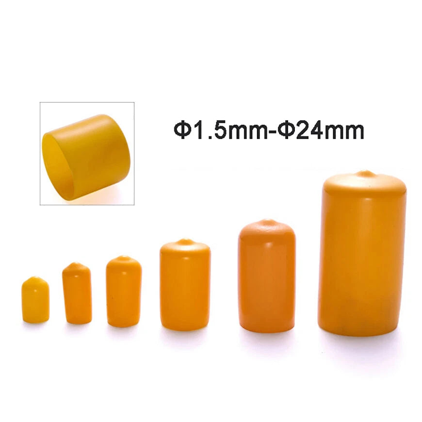 Rubber Thread Protector Caps – Φ1.5mm to Φ24mm, Yellow & 6 Colors (PVC Vinyl)