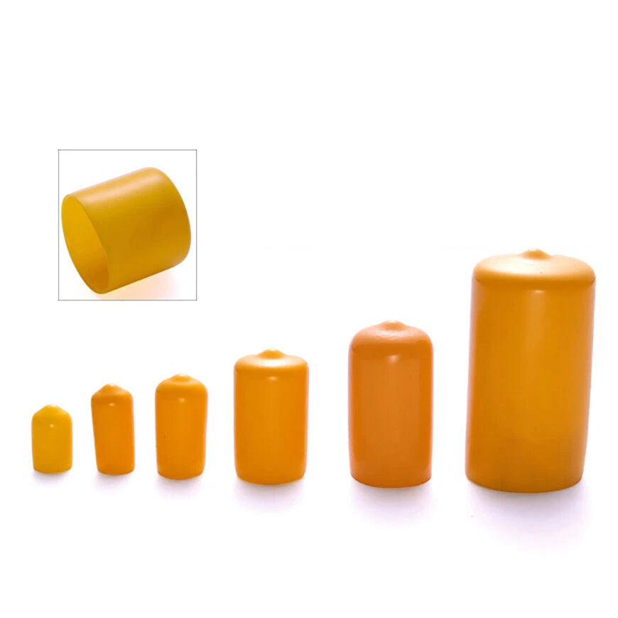 Yellow Rubber Thread Protector Caps – Φ1.5–24mm, 7 Colors, PVC Vinyl