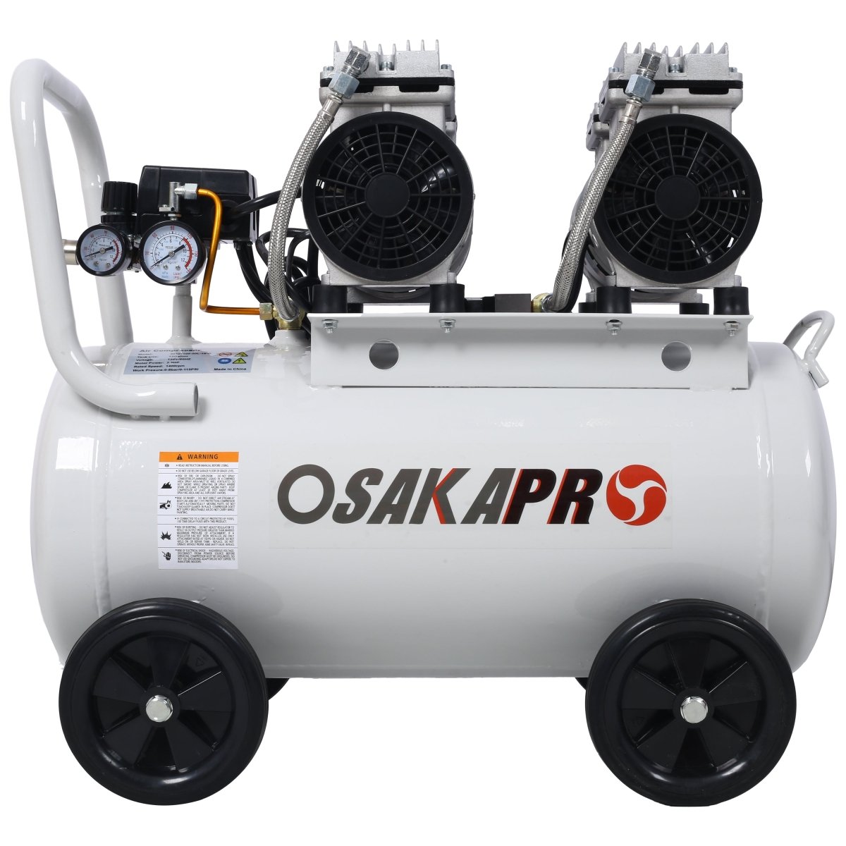 2.5 HP Silent Air Compressor 13 Gallon, Oil - Free, Electric Shop Air Compressor Portable,Lightweight with Wheels, 70 dBA Noise Level, with Automatic Drain Valve,Light Gray - HomeDIYer