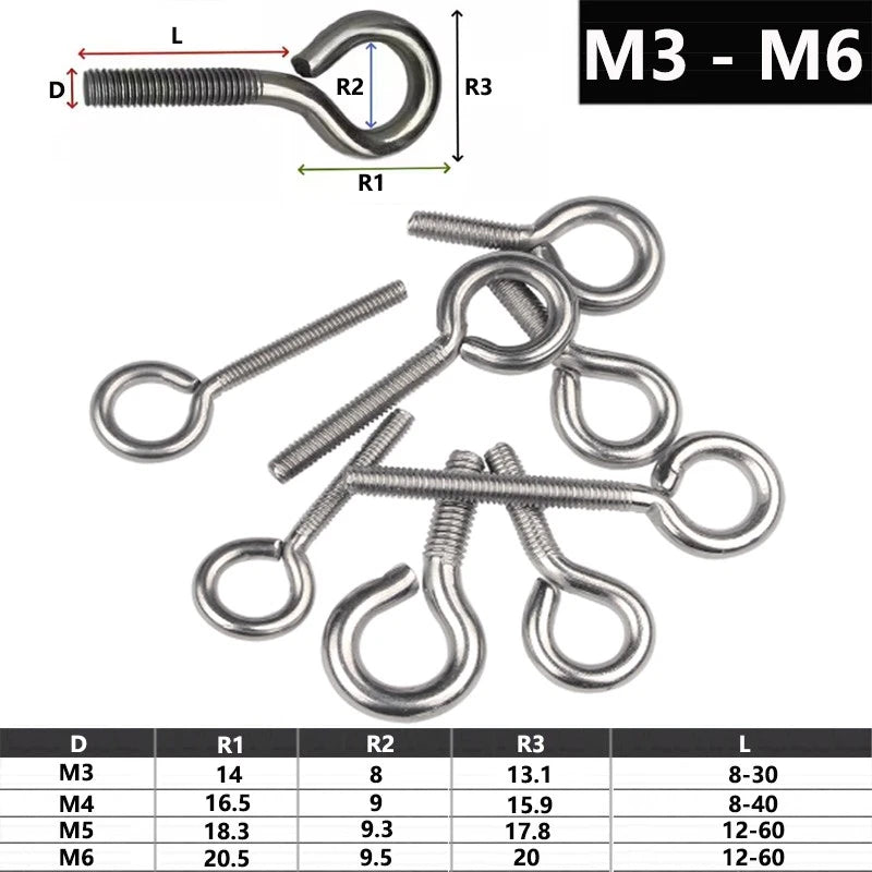M3 M4 M5 M6 Eye Bolts Ring Screws – Zinc Plated for Wire Fencing & Straining - HomeDIYer