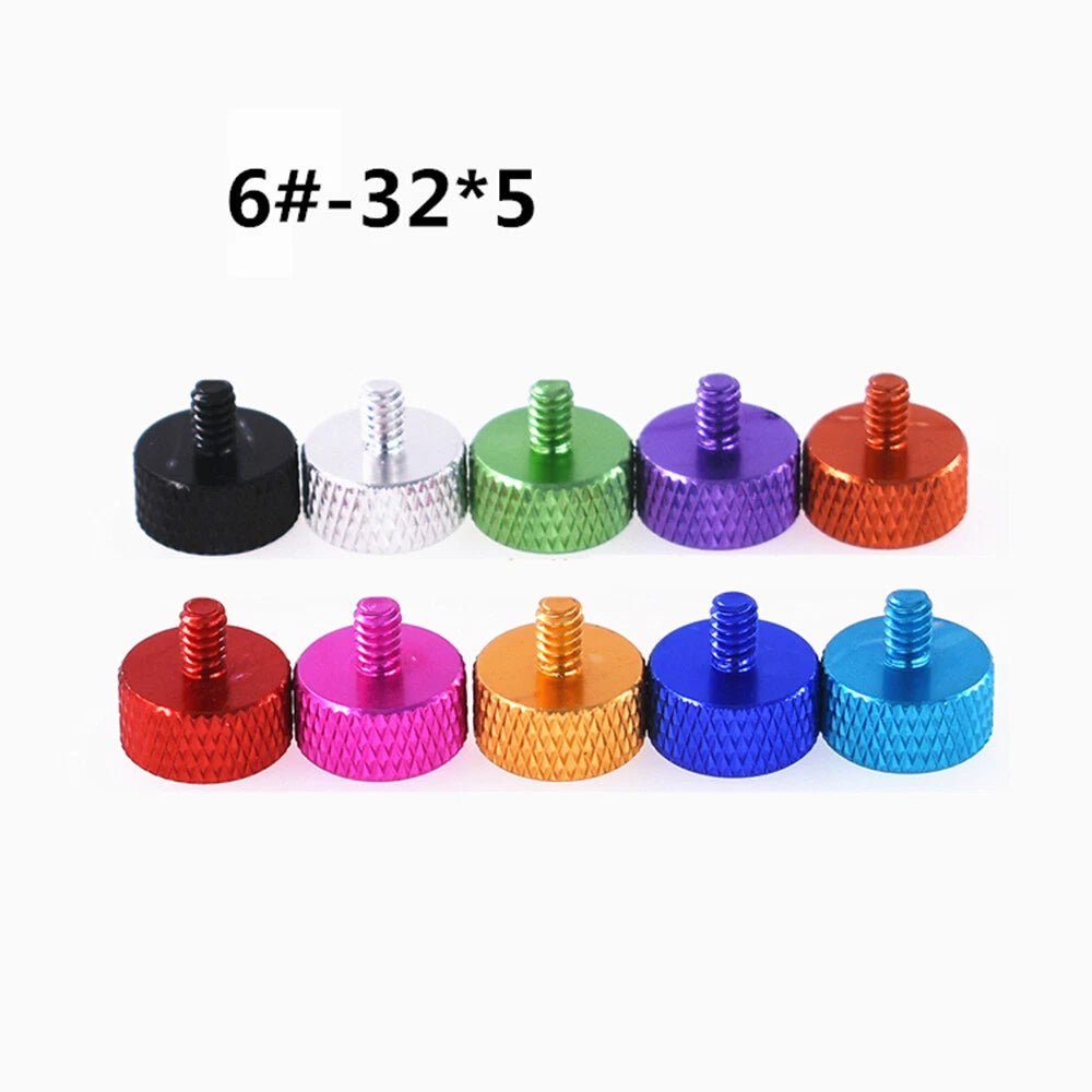 6 - 32 UNC Flat Knurled Thumb Screws for PC Case — Aluminum Alloy, 10 Colors - HomeDIYer