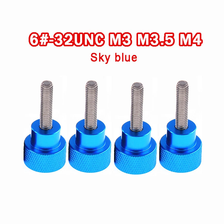Aluminum +Stainless Steel Knurled Thumb Screws 6#-32 M3 M3.5 M4 Bolts Sky blue