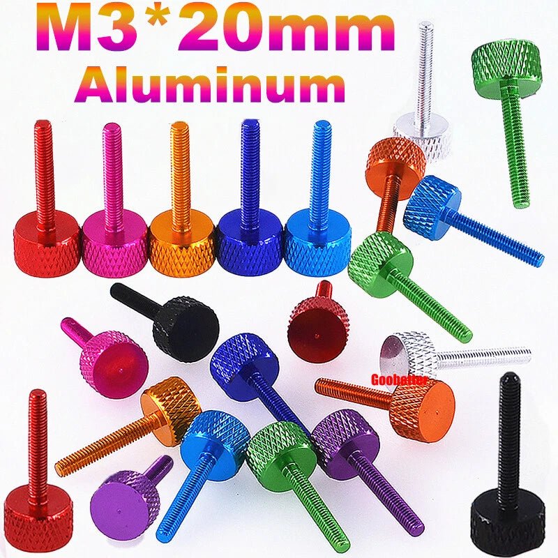 M3 x 20mm Aluminum Knurled Thumb Screws Colorful Hand Grip Knob Bolts - HomeDIYer