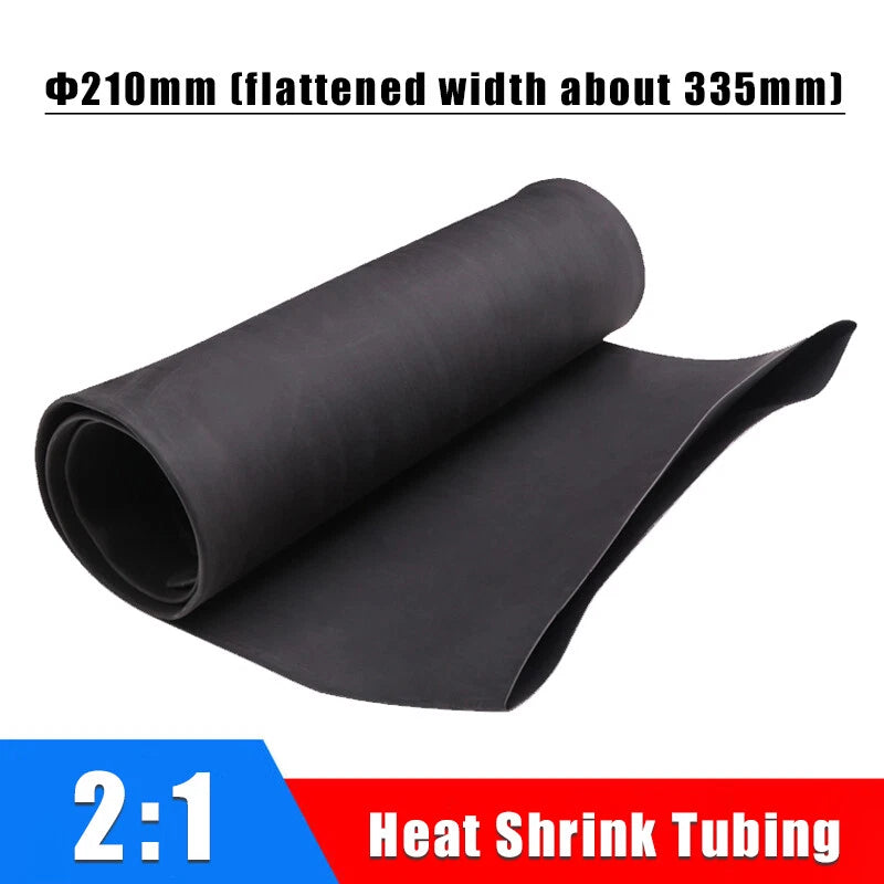 210mm Black Heat Shrink Tubing 2:1 — Electrical Sleeve for Cable & Wire Protection