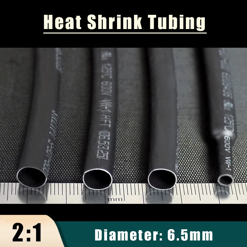 6.5mm Heat Shrink Tubing 2:1 – Black Electrical Wire Sleeve & Cable Wrap