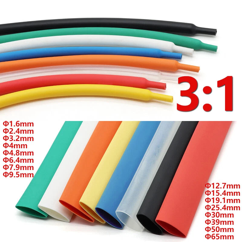 White Adhesive Heat Shrink Tubing 3:1 Ratio — φ1.6mm to φ39mm