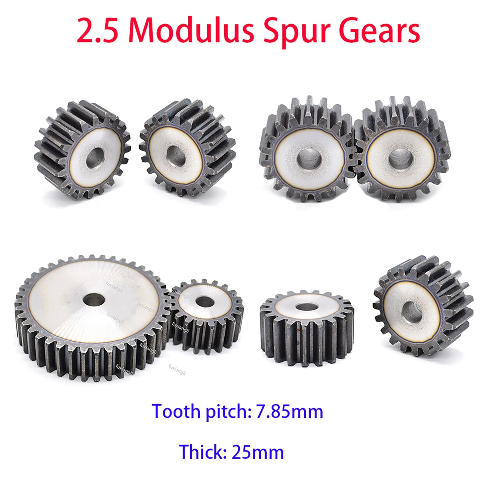 2.5 Mod 12T-75T Spur Gears pitch 7.85mm 45# Steel Pinion Motor Gear Thick 25mm