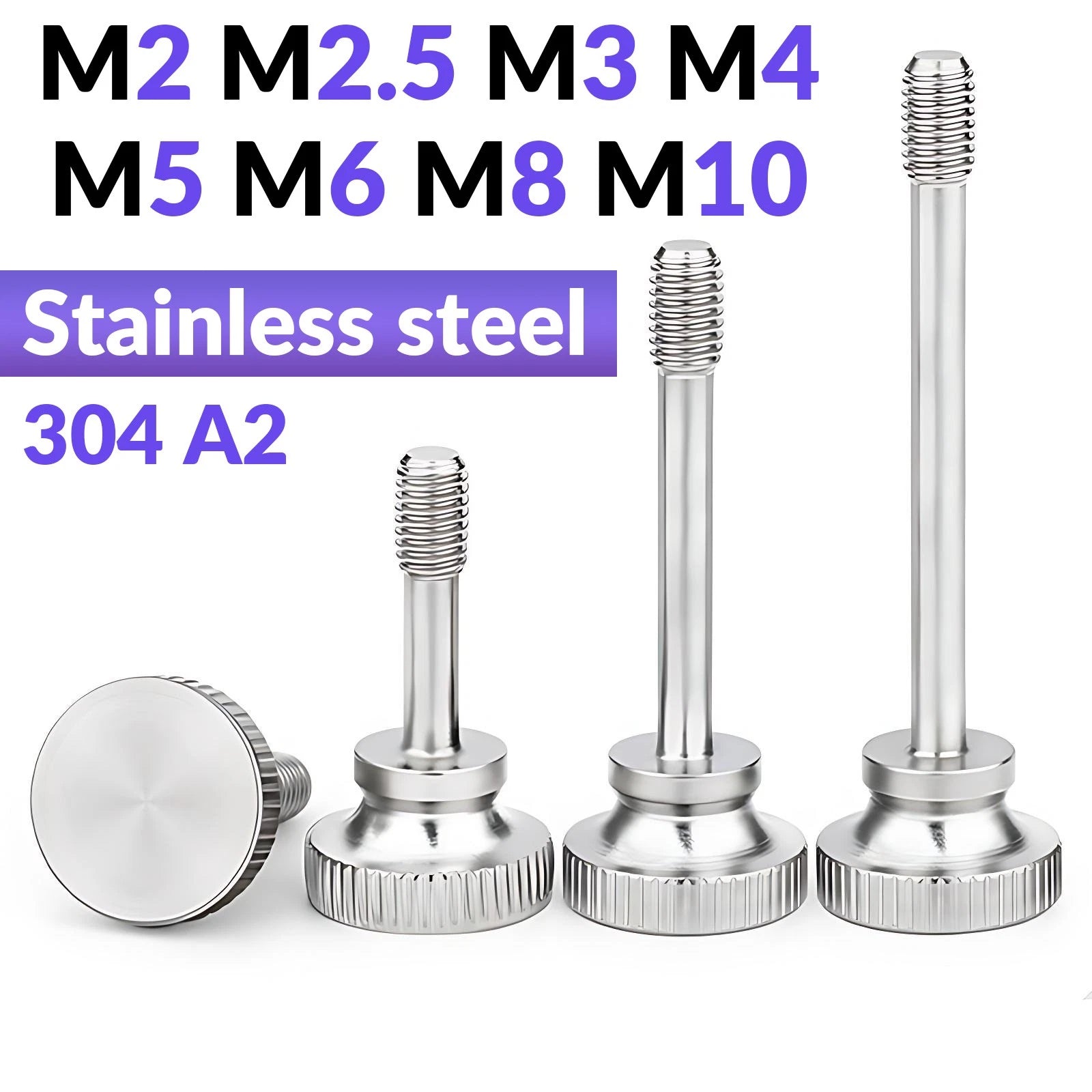 Knurled Thumb Screws Stainless Steel — M2 M2.5 M3 M4 M5 M6 M8 M10 Hand Knob Bolts