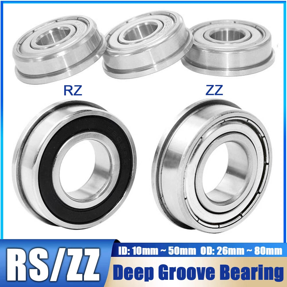 F6000 to F6010 RS or ZZ Bearing Steel Micro Double Shielded Flange Ball Bearings