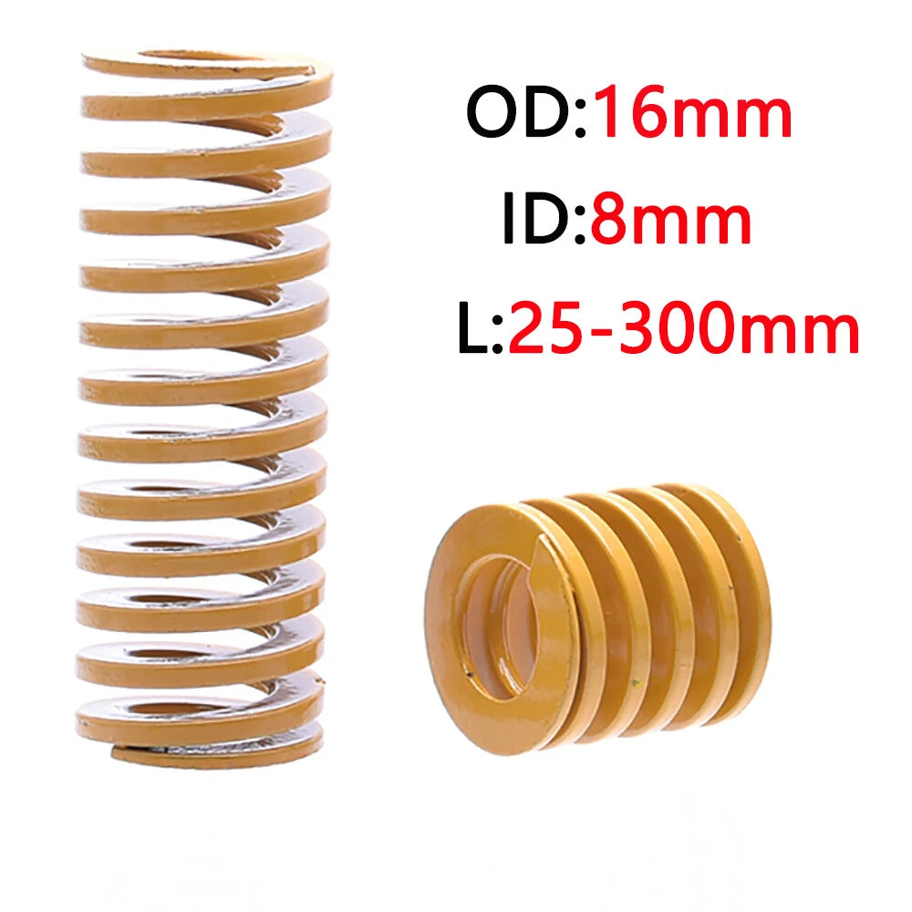 Yellow Lightest Load Die Mold Springs Compression Spring OD 16mm Length 25-300mm
