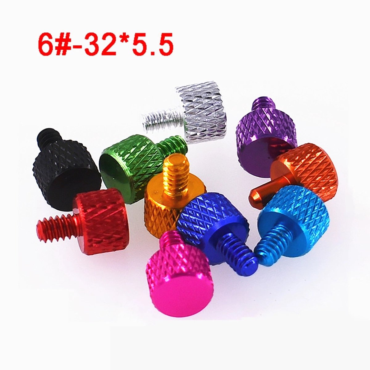 6 - 32 UNC Anodised Flat Head Knurled Thumb Screws — Aluminum, 10 Colors, Hand Grip Bolts - HomeDIYer