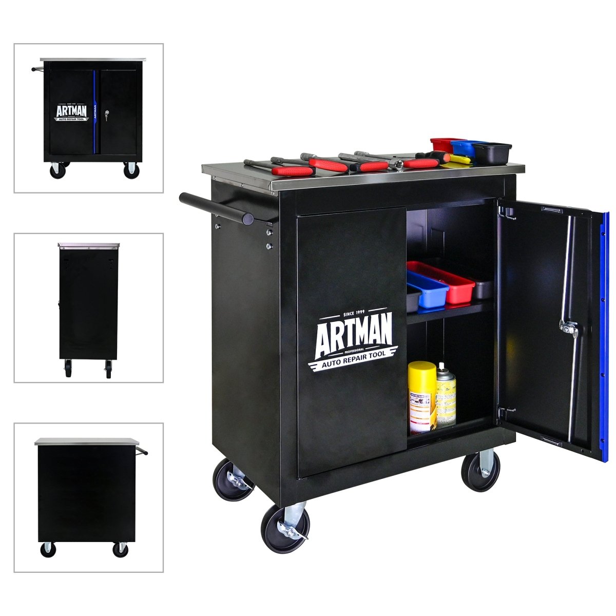 Movable Lockable Double Door Partition with Lock Multi - functional Hardware Storage Tool Car Auto Repair Locker - HomeDIYer