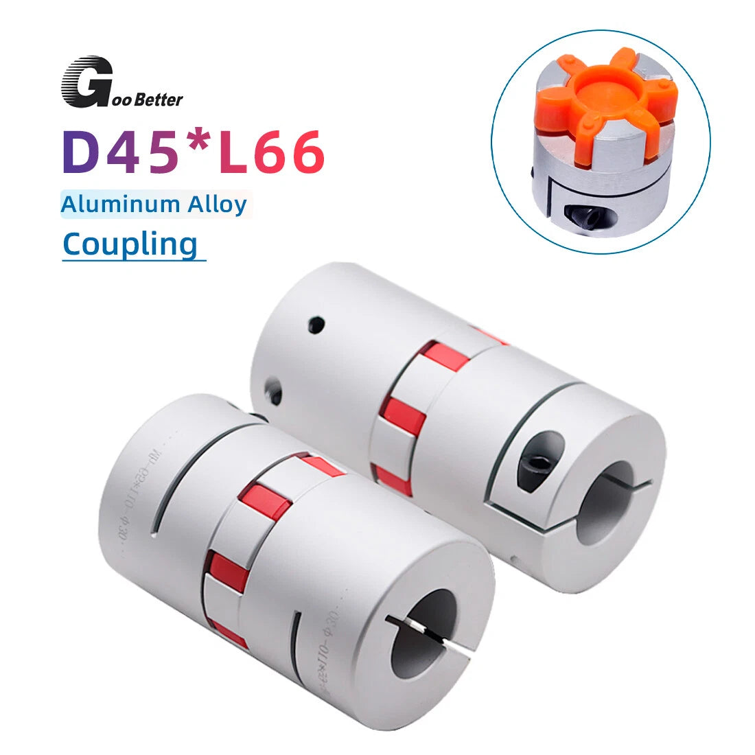 D45mm L66mm Shaft Coupler Flexible Plum Coupling CNC Stepper Motor Jaw Spider