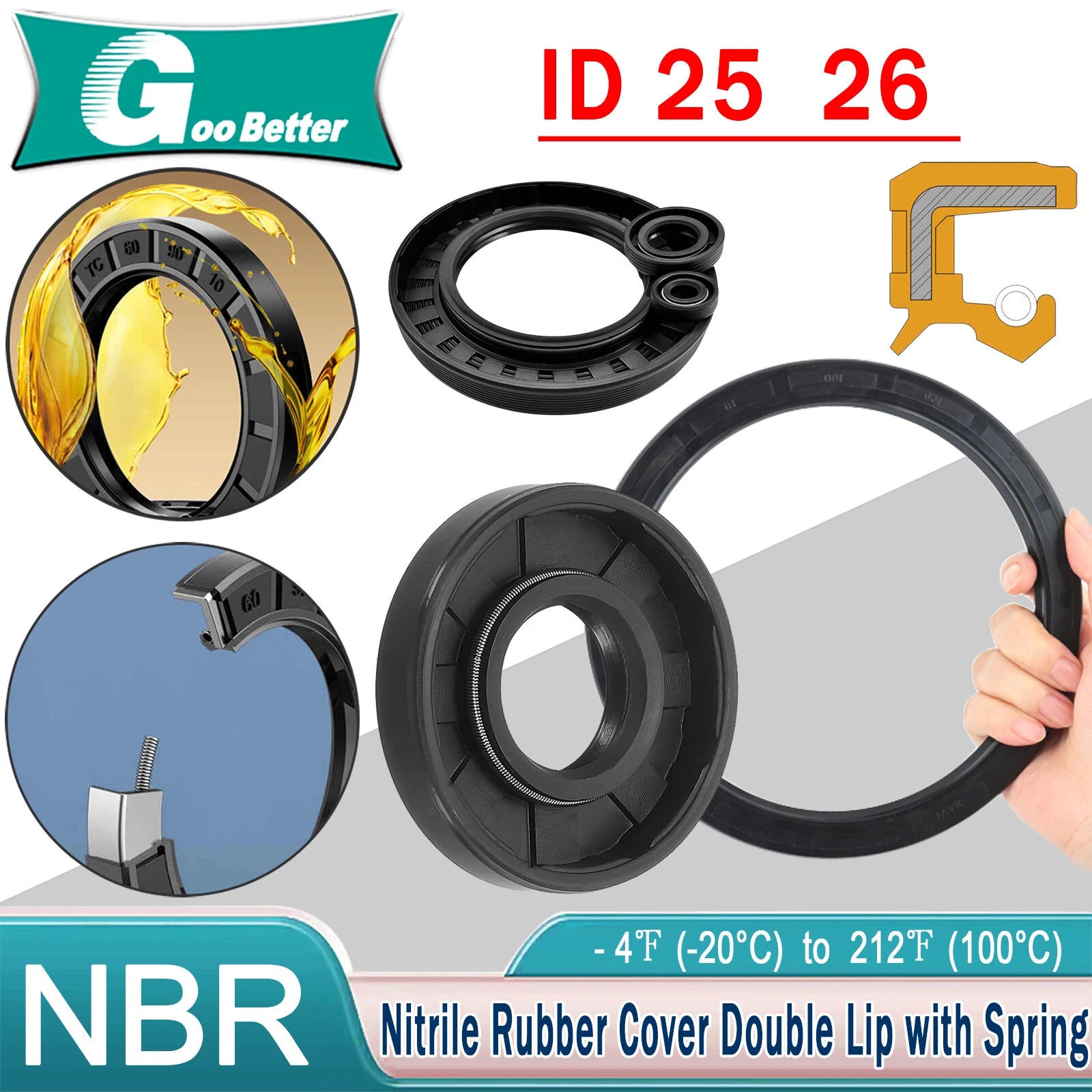 Oil Seal Metric Nbr Double Lip Style TC 25mm 26mm Gear Shift Shaft Oil Seal