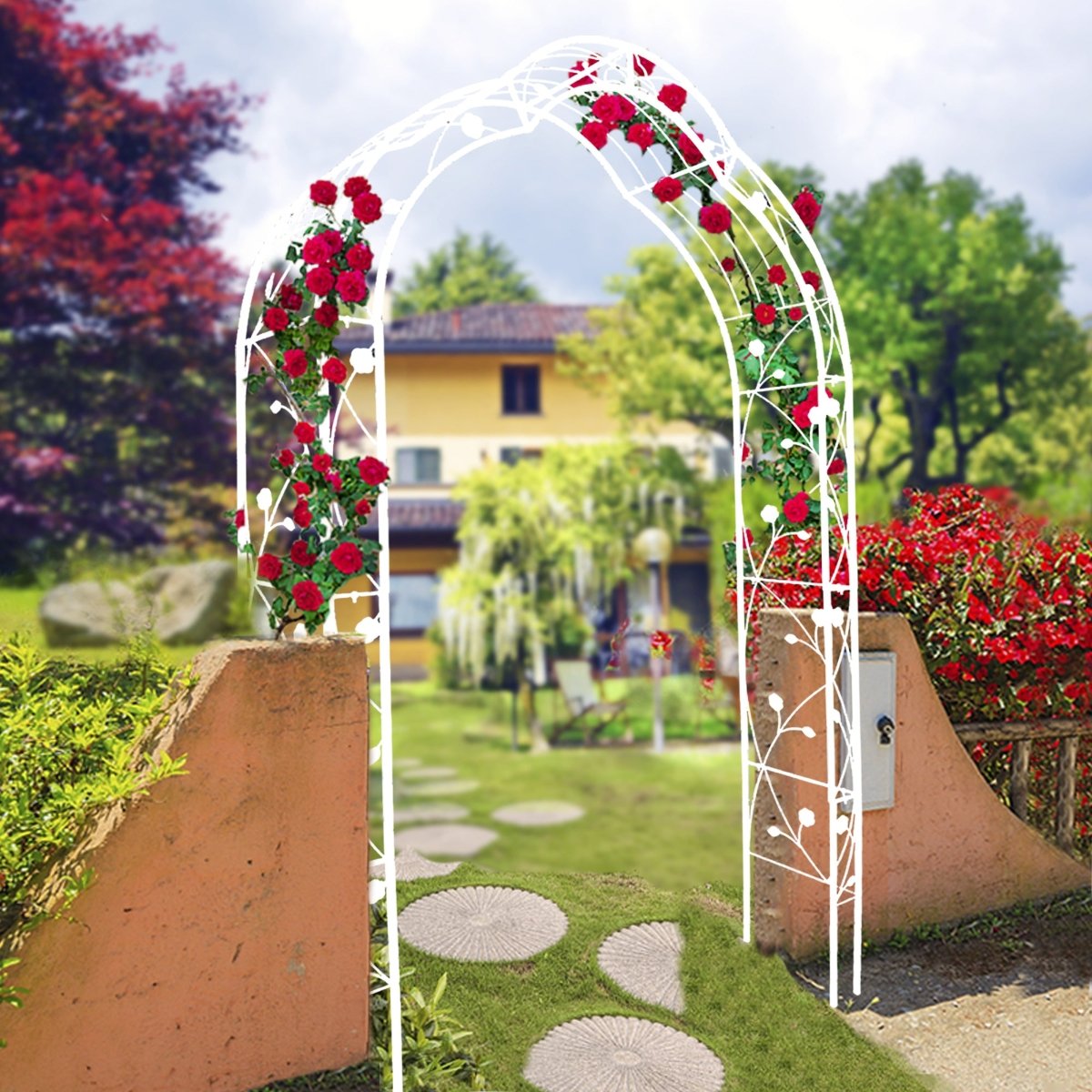 Metal Garden Arch Assemble Freely with 8 Styles Garden Arbor Trellis Climbing Plants Support Rose Arch Outdoor Arch Wedding Arch Party Events Archway Cream White - HomeDIYer