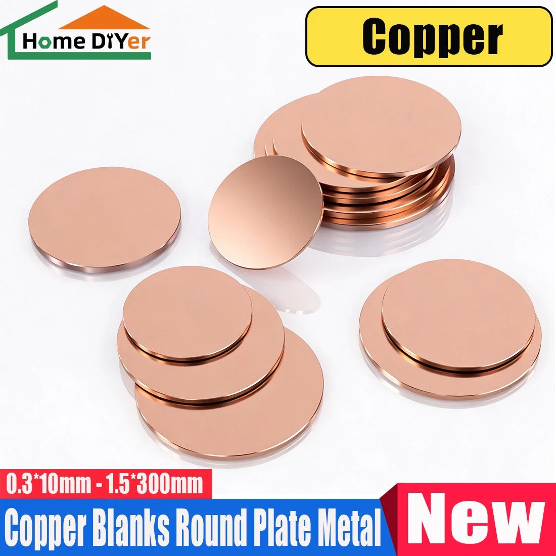 Thick 0.5-1.5mm Solid 99% Pure Copper Blanks Discs Ø 10-300mm Round Plate Metal