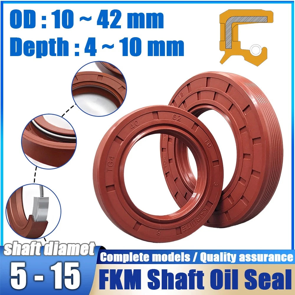 Metric TC Rotary Oil Shaft Seal FKM Fluorine Double Lip Seal 5mm - 15mm Shaft
