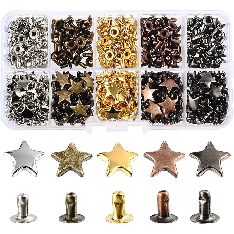 200Sets Gun Metal Star Rivets for Leather Star Rivet Studs Garment Rivets Leather Rivets Studs and Spikes for Leather Craft DIY - HomeDIYer