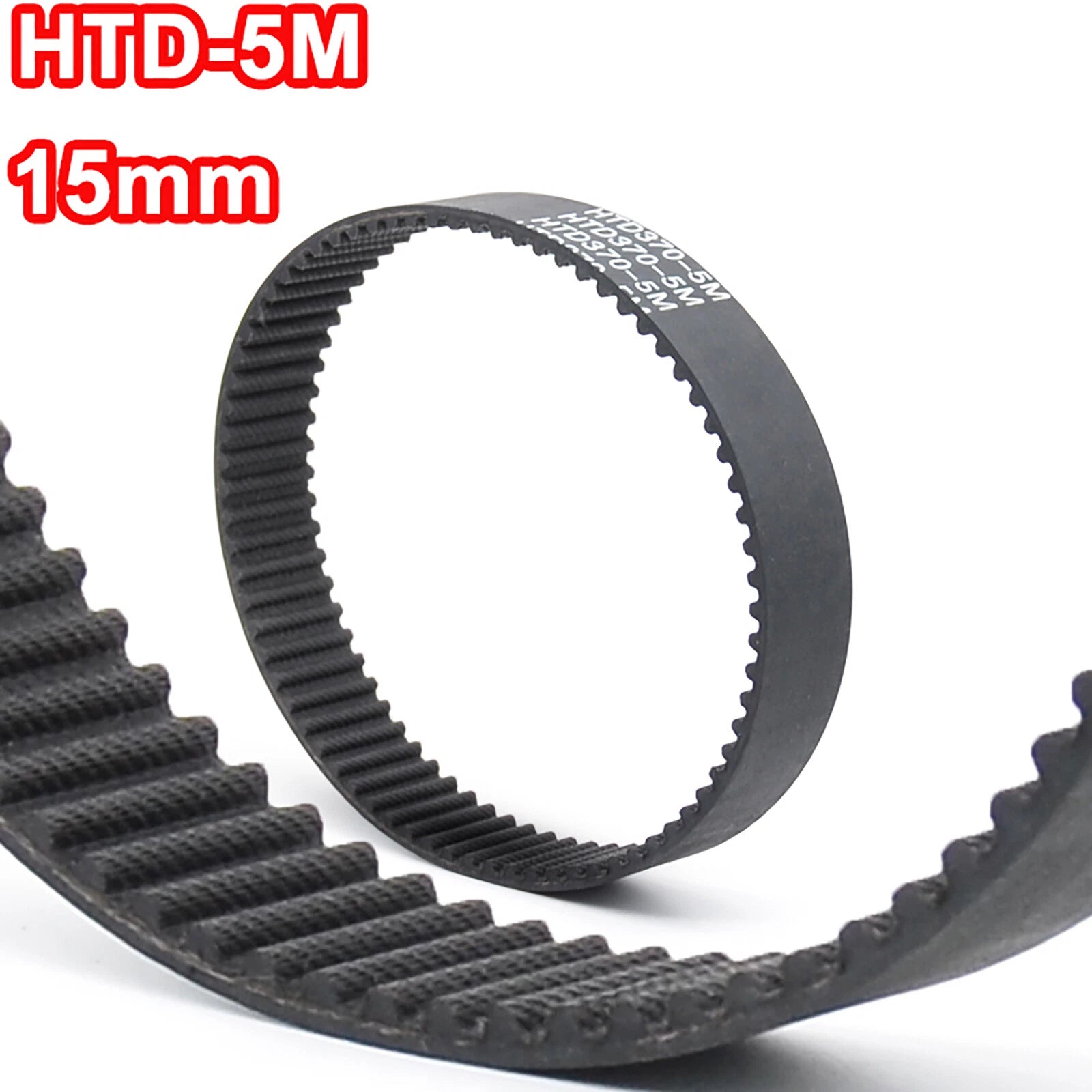 HTD 5M Timing Belt 15mm Wide Closed Loop — 5mm Pitch, 175mm to 3770mm