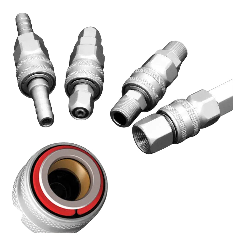 Pneumatic C-Type Quick Release Coupler Set — Self-Locking Air Hose Fitting Pair